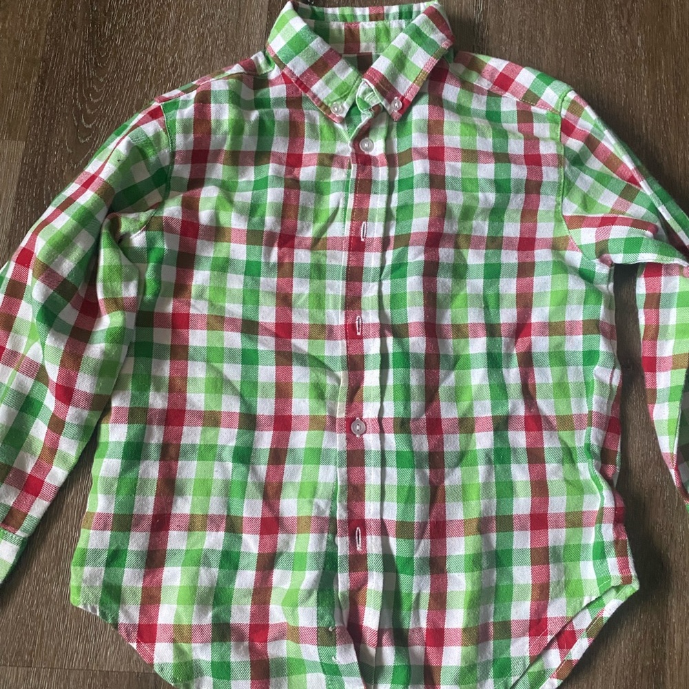 Kelly’s kids Red Green Plaid button down